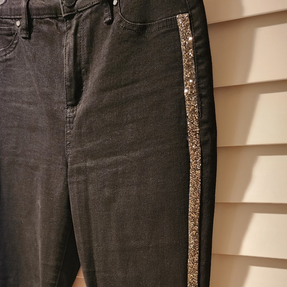 Tinseltown Black Skinny Jeans w/ Glitter Side Stripe – Size 27 (5)